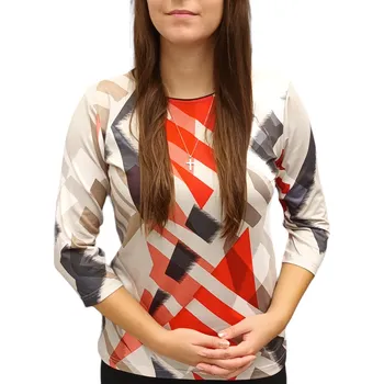 Dámská halenka Halenka Pratto béžová s červeným vzorem velikost pratto: 38