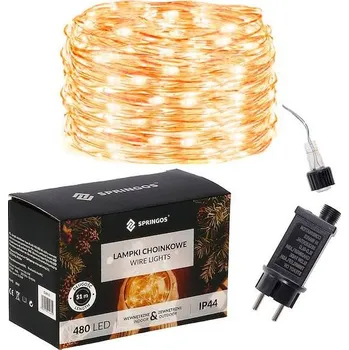 Vánoční světelný řetěz Springos vánoční světýlka řetěz na drátku teplá bílá 480 LED