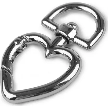 Kovová karabina srdce průvlek 15 mm, 890239