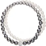 Perlový náramek bílá šedá s Preciosa krystaly 33106.3