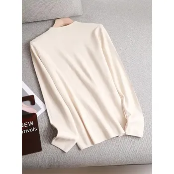 Dámský svetr Dámský hebký a měkoučký pullover s dlouhým rukávem Barva: Béžová, Velikost: uni