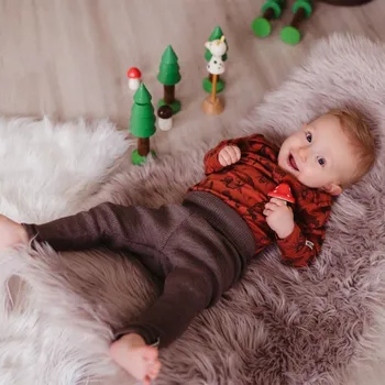 Merino kamaše vysoký pas - žebro hnědý melír, Crawler Velikost: 62-68/74