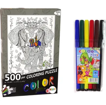 Puzzle Mamido Puzzle k vymalování Slon 500 dílků