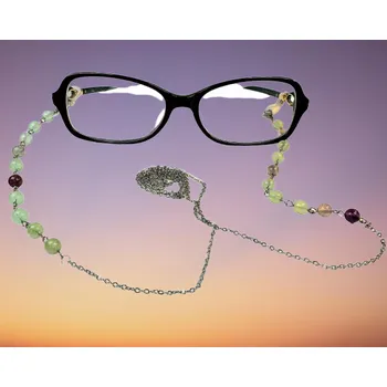 Řetízek Šnůrka na brýle s fluoritem a chirurgickou ocelí