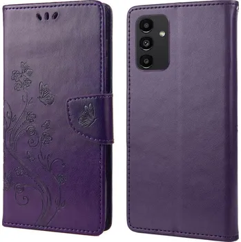 Pouzdro na mobilní telefon Flower PU kožené peněženkové pouzdro na mobil Samsung Galaxy A13 4G - tmavěfialové