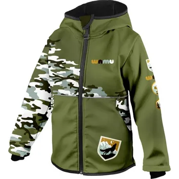 Chlapecká bunda WAMU® ČR Dětská softshellová bunda WAMU Maskáč khaki Velikost: 98/104