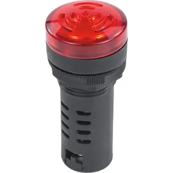 Elektronická součástka LED kontrolka s bzučákem AD16-22SM, IP65 pro průměr otvoru 22mm Červená 24 V AC/DC