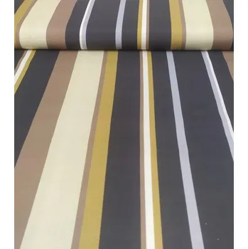 Loneta dekorační látka pruhy hnědožluté | RTex