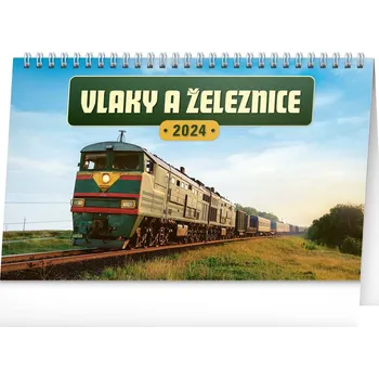Kalendář Stolní kalendář Vlaky a železnice 2024, 23,1 x 14,5 cm