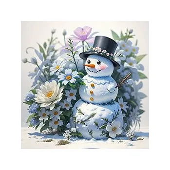 Diamantové malování Diamantové malování - Sněhulák v cylindru č. 1110 - 75x75cm