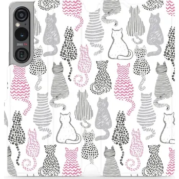 Pouzdro na mobilní telefon Flipové pouzdro Mobiwear - Sony Xperia 1 V - MX01S Kočičí zádíčka (Knížkové flip pouzdro, obal, kryt na mobil Sony Xperia 1 V - MX01S Kočičí zádíčka, materiál Umělá kůže + TPU - ochrana 360°, stojánek, silikonová vanička, magnetické zavírání)