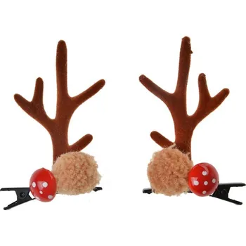 Set 2 ks sponek do vlasů s hnědými parohy a houbičkou