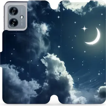 Pouzdro na mobilní telefon Flipové pouzdro Mobiwear - Motorola Moto G54 5G / Moto G54 5G Power Edition - V145P Noční obloha s měsícem (Knížkové flip pouzdro, obal, kryt na mobil Motorola Moto G54 5G / Moto G54 5G Power Edition - V145P Noční obloha s měsícem, materiál Umělá kůže + T