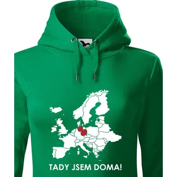 Dámská mikina Dámská mikina pro cestovatele Tady jsem doma, Barva Zelená, Velikost S, Canvas Dámská mikina Bezvatriko.cz 0466