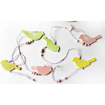 Dřevěná girlanda, ptáčci, 60 cm