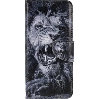Pouzdro na mobilní telefon Pouzdro Samsung A14 knížkové Černobílý lev (kryt neboli obal na Samsung A14)