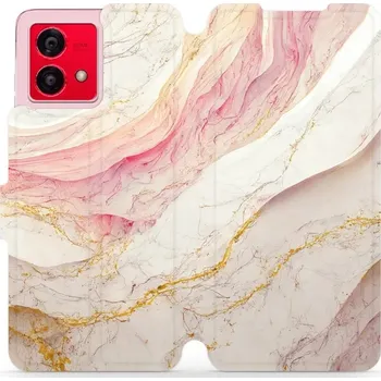 Pouzdro na mobilní telefon Flipové pouzdro Mobiwear - Motorola Moto G84 5G - VP32S Růžový a zlatavý mramor (Knížkové flip pouzdro, obal, kryt na mobil Motorola Moto G84 5G - VP32S Růžový a zlatavý mramor, materiál Umělá kůže + TPU - ochrana 360°, stojánek, silikonová vanička,)
