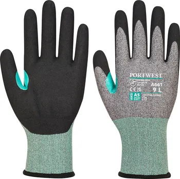 Pracovní rukavice PORTWEST CT200 VHR18 A661 / Nitrilové pěnové neprořezné rukavice, dotykové, úroveň E - černá XL