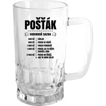 Sklenice Půllitr pro pošťáky - Hodinová sazba - pošťák - čirý