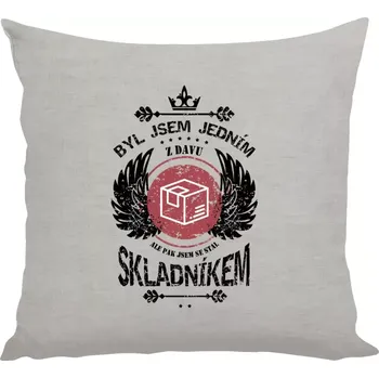 Polštář Polštář lněný 40x40 cm Byl jsem jedním z davu, ale pak jsem se stal skladníkem