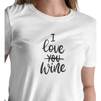 Dámské tričko Dámské triko bílé - I love wine XXL