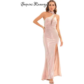 Dámské šaty Dámské šaty na ples Sequins SF355 Velikost: XL, Barva (Varianta): HuanCai Pink-22011