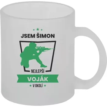 Hrnek 330 ml - skleněný matný Nejlepší v okolí - voják