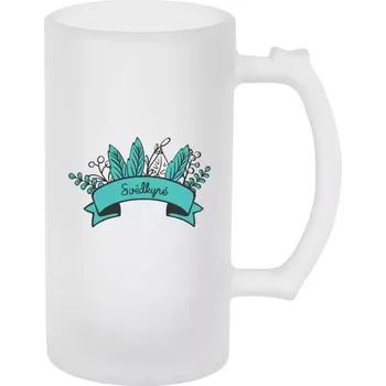 Sklenice Půllitr skleněný matný Svědkyně - zelené lupeny