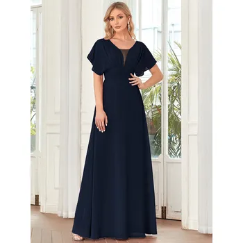 Dámské šaty Stylové maxi šaty s volánovými rukávy Barva: Tmavě Modrá, Velikost: M