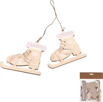 Vánoční ozdoba Autronic Brusle dřevěné - na pověšení. Přírodno-bílá barva. Cena za 1pár OC3839-NAT