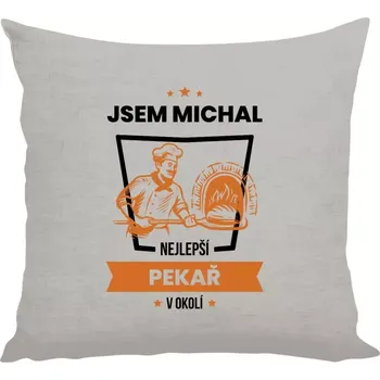 Polštář Polštář lněný 40x40 cm Nejlepší v okolí - pekař