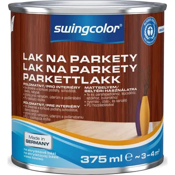 Lak na dřevo Swingcolor Lak na parkety, bezbarvý, polomatný, 375 ml 6181 T0375 0
