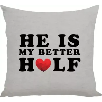 Polštář Polštář lněný 40x40 cm He is my better half
