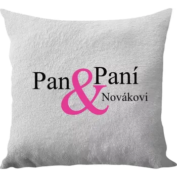Polštář Polštář bílý 40x40 cm - dlouhý chlup Pan a Paní s vlastním příjmením