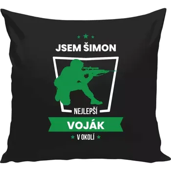 Polštář Polštář černý 40x40 cm Nejlepší v okolí - voják