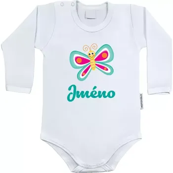 Kojenecký body Dětské body s dlouhým rukávem Motýlek se jménem