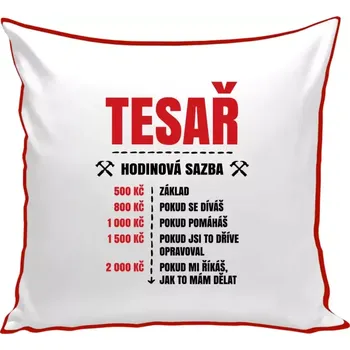 Polštář Polštář barevný 32x32 cm Hodinová sazba - tesař