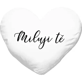 Polštář Polštář srdce 40x35 cm Miluji tě - nápis