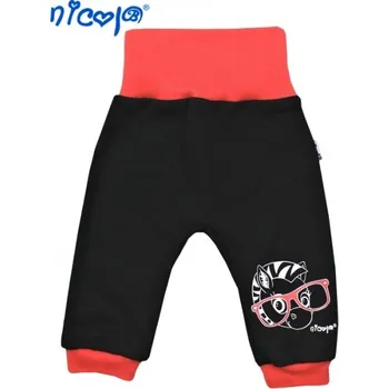 Kojenecké oblečení Tepláčky dětské bavlna - ZEBRA černé s růžovou - vel.74