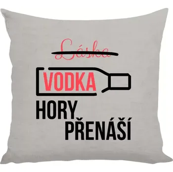 Polštář Polštář lněný 40x40 cm Vodka hory přenáší