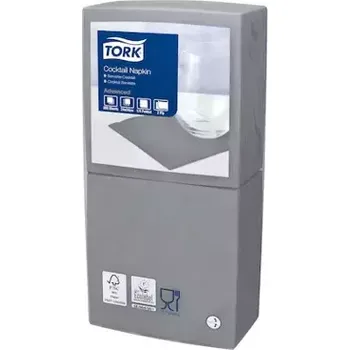 Papírový ubrousek Tork šedý ubrousek - koktejlový, 2 vrstvý, sklad 1/4, 1 balení = 200 ubrousků, 477832