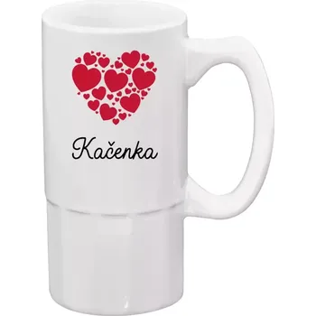Sklenice Půllitr bílý vysoký Srdíčka se jménem