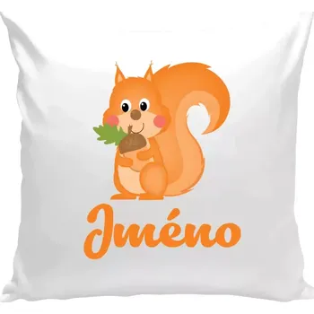 Polštář Polštář bílý 40x40 cm Veverka se jménem