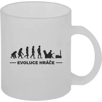 Hrnek 330 ml - skleněný matný Evoluce - hráč