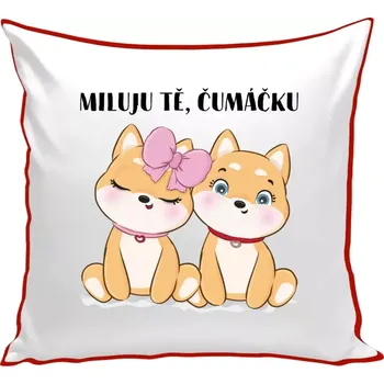 Polštář Polštář barevný 32x32 cm Miluju tě, čumáčku
