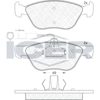 Brzdová destička Sada brzdových destiček, kotoučová brzda ICER 181125