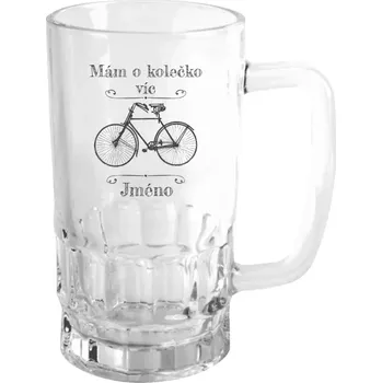 Sklenice Půllitr pro cyklisty - Mám o kolečko víc se jménem - čirý