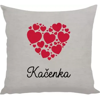 Polštář Polštář lněný 40x40 cm Srdíčka se jménem