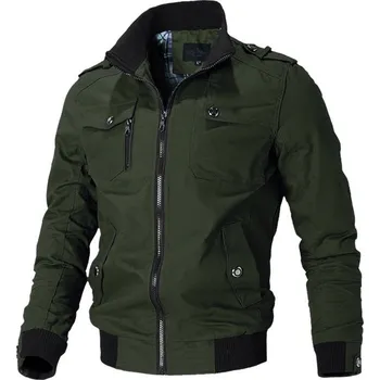 Pánská softshellová bunda Přechodná bunda slim military větrovka s kapsami Barva: Tmavě Zelená, Velikost: 3XL