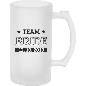 Sklenice Půllitr skleněný matný Team Bride